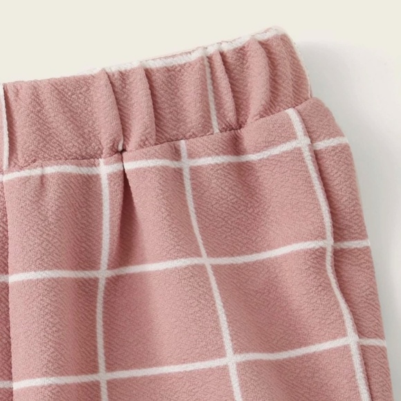 SHEIN Girls Tie Back Grid Print Top and Pants Set - Picture 5 of 5